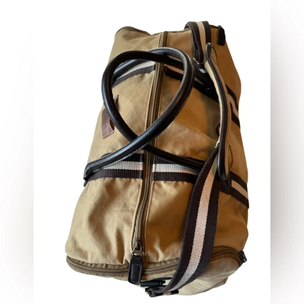 Heritage Supply Co Tan Striped Retro Overnighter Weekender Duffel Men's Bag